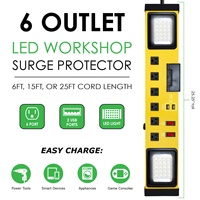 Linsheng Fabrika Satışı Ağır Hizmet Tipi 25Ft 6 Prizli USB Akım Korumalı Atölye Uzatma Kablosu Priz Çoklayıcı