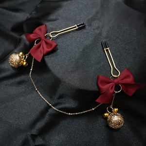 Pince à tétons réglable en alliage noir et rouge avec nœud sexy, étanche, pour jeux SM, fétichisme, flirt et taquineries, jouets sexuels pour couples - Product Image 1