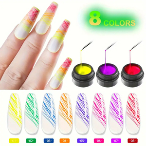 Gel UV/LED fluorescente de 8 colores para <span class=keywords><strong>uñas</strong></span>, efecto telaraña, que brilla <span class=keywords><strong>en</strong></span> la oscuridad, para arte de <span class=keywords><strong>uñas</strong></span>, proveedor OEM, venta al por mayor - Product Image 2
