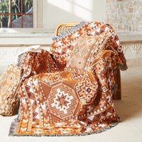 Couverture jacquard personnalisée en polyester, plaid tissé, pour tapisserie