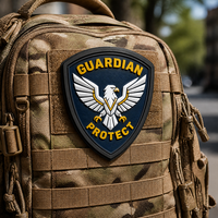 Patch en PVC en forme de bouclier 3D en gros, patch auto-agrippant pour sac à dos d'extérieur, patch en caoutchouc souple 3D gaufré avec LOGO personnalisé, aigle
