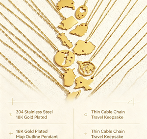 Collar Personalizable con <span class=keywords><strong>Mapa</strong></span> de País Chapado en Oro de 18K, Collar con Colgante de Contorno de <span class=keywords><strong>Mapa</strong></span> de Acero Inoxidable, Joyería Minimalista para Recuerdos de Viaje - Product Image 1