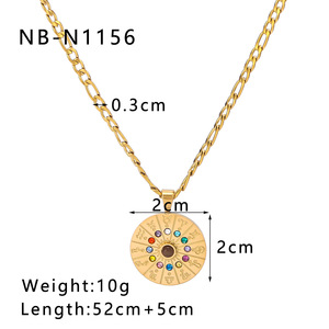 قلادة عتيقة من 12 كوكبة مطلية بالزركون من الفولاذ المقاوم للصدأ عيار 18 قيراط - Product Image 6