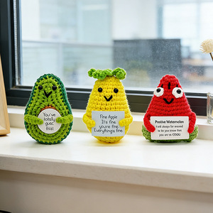 Handmade Crochet Avocado Pineapple Watermelon Plush Doll <b>Mini</b> Amigurumi Stuffed Toy for Gift <b>Desk</b> Decor - Product Image 1