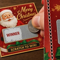 Kerstkraskaarten op maat, vierkant en met afgeronde hoeken, met prijzenzones voor feestelijke cadeaupromoties, aangepast logo, groothandel