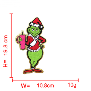 새로운 디자인 골드 반짝이 산타 아기 눈사람 크리스마스 셔닐 패치에 큰 크기 철 - Product Image 2