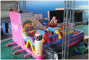 Château sautant de maison de rebond commerciale gonflable de Lilytoys avec la ville d'amusement de parc sautant gonflable de thème de bonbon de glissière - Product Image 2