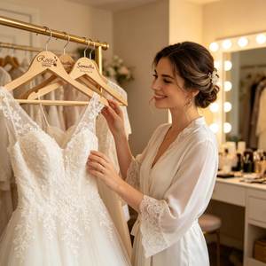 Cintres Mariée et Marié, Cintre en Bois Gravé Personnalisé pour Robe de Mariée, Cadeaux pour Demoiselles d'Honneur et Garçons d'Honneur - Product Image 2