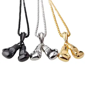 Hiphop Jewelry 316L Stainless Steel Boxing Pendant Necklace for Men and Teen Gift