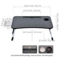 Table de lit pour ordinateur portable en vente chaude, plateau de bureau avec porte-gobelet, grand plateau de lit pliable portable