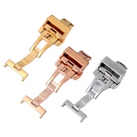 Boucle de montre de luxe 16 mm 18 mm 20 mm, fermoir papillon en acier inoxydable noir poli et or rose pour montre Armani