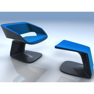 Colección de Sillas de Fibra de Vidrio con Respaldo de Diseño Artístico, Formas Únicas, Color Negro y Blanco, para Recepción - Product Image 4