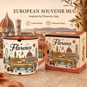 Taza de <span class=keywords><strong>Café</strong></span> de Cerámica con Diseño de Catedral de <span class=keywords><strong>Florencia</strong></span>, Italia, Souvenir con Estampado de Dibujos Animados, Taza de Gres Personalizada, OEM, ODM, Venta al Por Mayor - Product Image 1