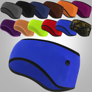 Fleece Ear Protectors Thickened Warm Windproof Skiing Cycling Headband Outdoor Sports Blue With Button - Product Image 1