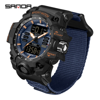 Montre pour homme SANDA 6126, bracelet en nylon, LED, sportive, étanche, montre de luxe haut de gamme, montre numérique pour homme