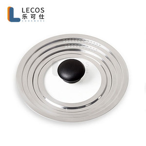 LECOS Couvercle de Remplacement Multifonctionnel pour Ustensiles de Cuisine, en Acier Inoxydable et Verre, <span class=keywords><strong>Grand</strong></span> Couvercle Universel pour Poêles et Casseroles - Product Image 2
