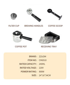 Cafetera Espresso Eléctrica Portátil Semiautomática con Vaporizador de Leche, Tanque de Agua Extraíble para Uso en Hoteles, Exteriores y Hogares - Product Image 4