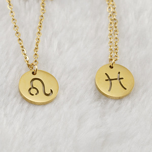 Zogxin Constellation Necklace 18K Gold Plated Stainless Steel Round Pendant For Women Fashion Jewelry <b>Gift</b> - Product Image 3