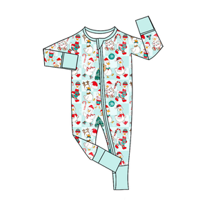 Custom Baby Christmas Zipper Romper Soft Milk Silk Long Sleeve Footless Jumpsuit - Product Image 5