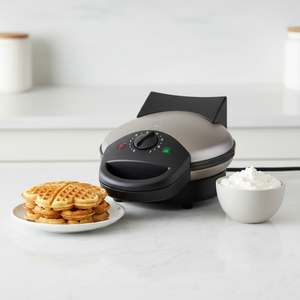 <span class=keywords><strong>Gaufrier</strong></span> électrique en acier inoxydable en forme de cœur avec contrôle de brunissement réglable sur 7 niveaux, fer à gaufres rond classique 1400W - Product Image 2