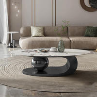 Ensemble de tables basses ovales de luxe modernes de haute qualité, table à thé nordique, base en métal, meubles de salon d'appartement, table centrale