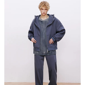 Fermeture éclair personnalisée de 500 g/m² pour sweats à capuche surdimensionnés en polyester/coton pour hommes, style streetwear d'automne - Product Image 1