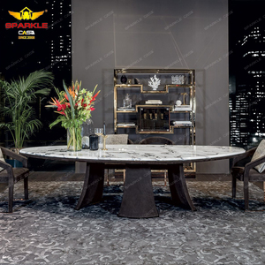 Mesa de Comedor de Estilo Moderno SPARKLE, Mesa de Comedor Ovalada de Mármol de Alta Gama, Mesa de Comedor Grande para Banquetes y Fiestas - Product Image 3