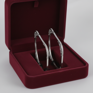 Bracelets artistiques en argent sterling de style classique Bords fluides et ensembles de bijoux fins en CZ éblouissants - Product Image 2