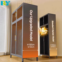 Armoire pas chère, armoire à 2 portes, petite armoire avec tiroirs, armoire en matériaux combinés