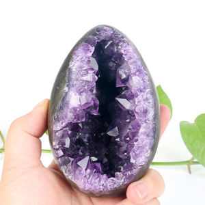 Nueva llegada piedras curativas cristal artesanía Fengshui Uruguay amatista racimo geoda dinosaurio huevos cristal ágata huevos - Product Image 3