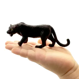 Mainan figur binatang plastik PVC kualitas tinggi realistis hewan ramah lingkungan mainan figur Panther hitam berjalan