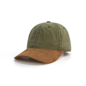 Two Tone Suede Brim Washed Cotton Dad Hat Custom Logo Blank Curved Brim Baseball <b>Cap</b> Unisex <b>Vintage</b> Outdoor Sports Hat - Product Image 2