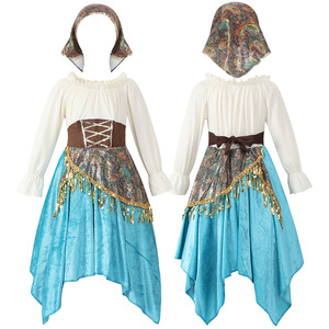 Abito da <span class=keywords><strong>ballo</strong></span> con spalline blu Gypsy Flamenco con accessori per ragazze bambini costumi di Halloween - Product Image 5