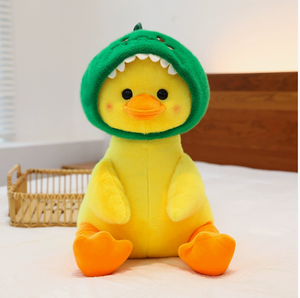 ตุ๊กตาเป็ดสีเหลืองมีฮู้ดสัตว์น่ารัก ชุดตุ๊กตาสัตว์นุ่มนิ่มหน้าแดง สำหรับห้องเด็กและเป็นของขวัญน่ารัก - Product Image 3