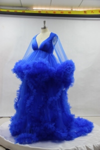 Neue Luxus-Umstandskleider mit Rüschen für Fotoshootings, Stufenröcke, Umstandsmode für Damen, Kleider mit vorderem Schlitz, Wickel-Cape, Bademantel, Nachtwäsche - Product Image 6