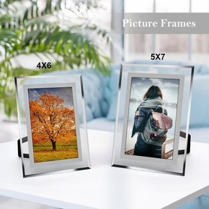 Minimalist 6inch Transparent Silver Glass Crystal Photo <b>Frame</b> for Wedding Display Creative Rectangle Glass Crystal Picture <b>Frame</b> - Product Image 5