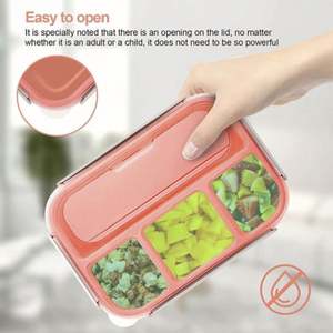 Custom Wholesale BPA-Free PP Thermal Leakproof Insulated 4-Compartment 1000ml Bento <b>Box</b> <b>Kids</b> School <b>Lunch</b> <b>Box</b> Set - Product Image 2