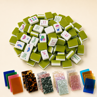 Mahjong américain personnalisé en acrylique, 160 pièces, tuiles vertes à 4 couches, dos coloré, OEM pour la maison, les fêtes, les casinos et le divertissement