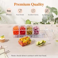 Plateau de service en plastique PS à 5 compartiments pour condiments, avec récipients amovibles et couvercles séparés, pour cuisine et réceptions