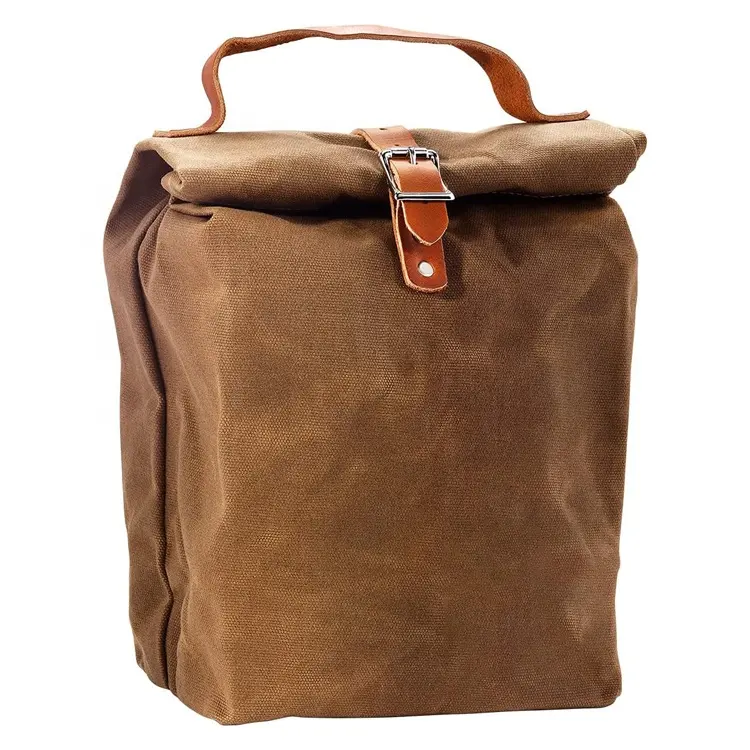 कस्टम फ्रेंडली रिसाइटेड थर्मल वयस्क आइस बॉक्स बैग भोजन कूलर हैंडबैग टिकाऊ 16 औंस भारी शुल्क वाला कैनवास लंच बैग