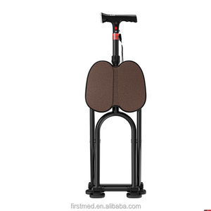 Bastón de Apoyo para Personas Mayores con Asiento, 4 Patas Antideslizantes, Plegable, Altura Ajustable, Luz LED, Alarma SOS - Product Image 2