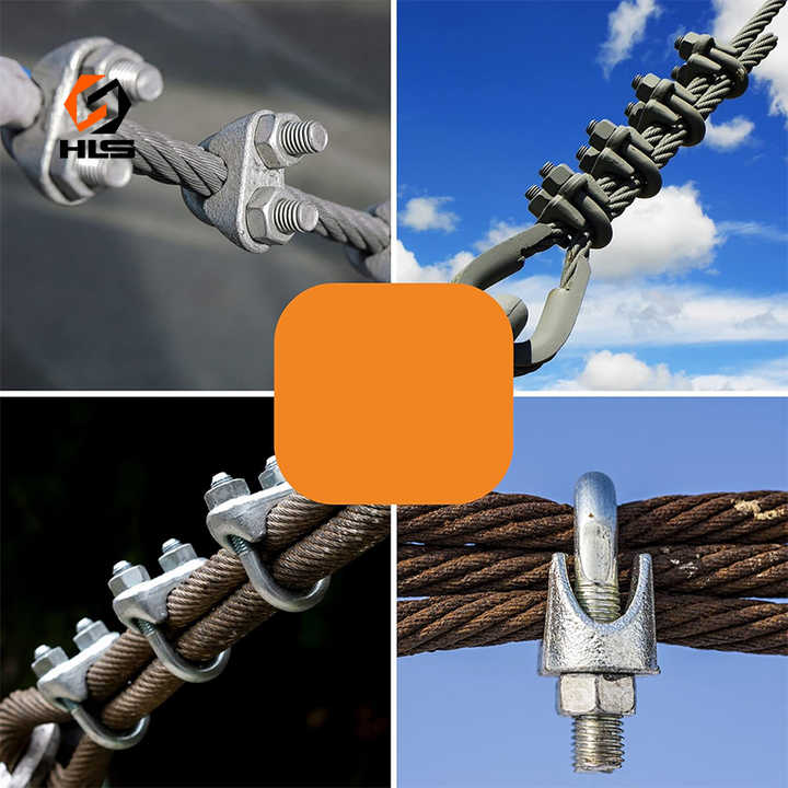 M3-M64 Drop Forged Cable Clamp DIN741 Malleable Casting Adjustable Wire ...