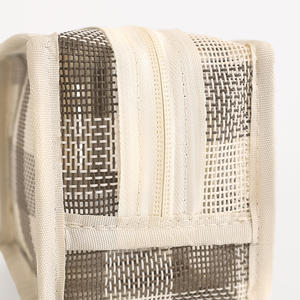 耐久性のあるファッションストライプメッシュミニジッパーバッグ12cm小型トラベルキット収納ポーチ、美容メイクアップリップスティックコスメティックバッグ用 - Product Image 5