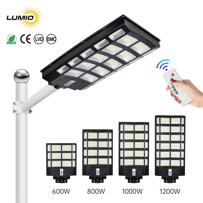 RGB Dimmer bahçe entegre lamba açık su geçirmez ip65 Streetlight 600W 800W 1000W 1200W enerjili güneş led sokak lambası