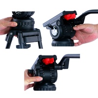 MagicLine V12-Kit trépied pour caméra vidéo en aluminium, épandeur de niveau intermédiaire, avec tête fluide de 100mm, charge utile de 13kg pour studio de cinéma et de télévision