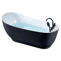 Baignoire autoportante moderne en acrylique avec fonction massage (bain à remous à air) 4 jets, forme ovale, longueur 1,8 m, pour usage intérieur, avec drain