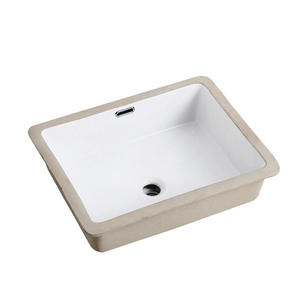 Évier de salle de bain en céramique à poser sous le meuble, rectangulaire, simple bac, sans trou, certifié CUPC, facile à nettoyer, finition émaillée par pulvérisation - Product Image 1