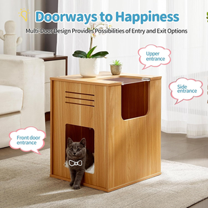 Cabinet moderne en forme de cube, caverne cachée d'intérieur pour chaton en bois avec coussin à gratter, meubles de lit pour chat, petit chat, condo pour chat - Product Image 4