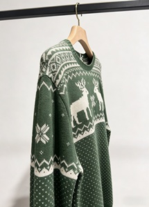 Suéter Jacquard con Estampado de Reno para Mujer, OEM/ODM, Manga Larga, Cuello Redondo - Product Image 3