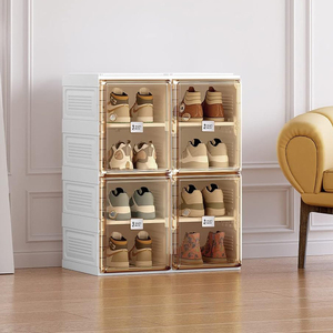 Scarpiera Multifunzione Grande con Scomparti, Organizzatore per <span class=keywords><strong>Stivali</strong></span>, <span class=keywords><strong>Scatola</strong></span> Portascarpe di Lusso Pieghevole in Plastica con <span class=keywords><strong>Porta</strong></span> Magnetica Trasparente - Product Image 4